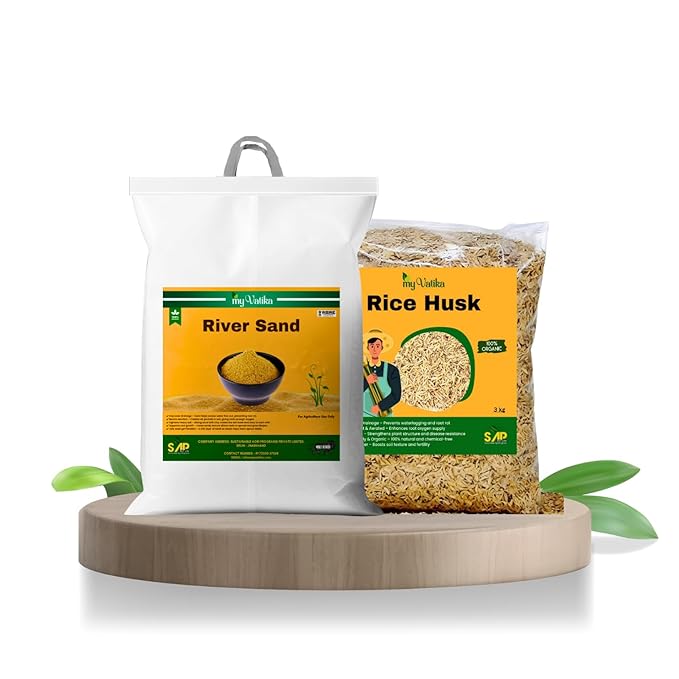 Rice Husk & Sand 5kg Combo | Organic Gardening Mix for Plants, Pots & Soil Enrichment